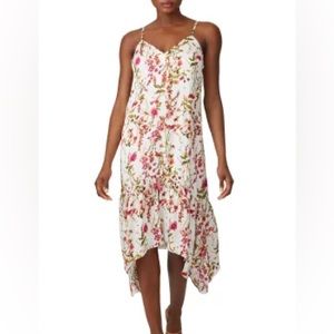 Great Jones spaghetti strap floral dress midi handkerchief length